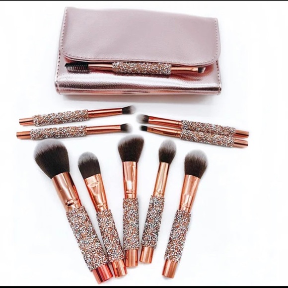 Rose Gold Crystal Glitter Makeup Brushes 12p set - Picture 4 of 6